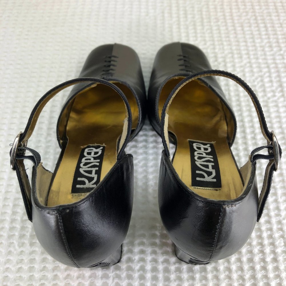 KASPER silver & black leather block heels - SZ 6.5 - Picture 7 of 10